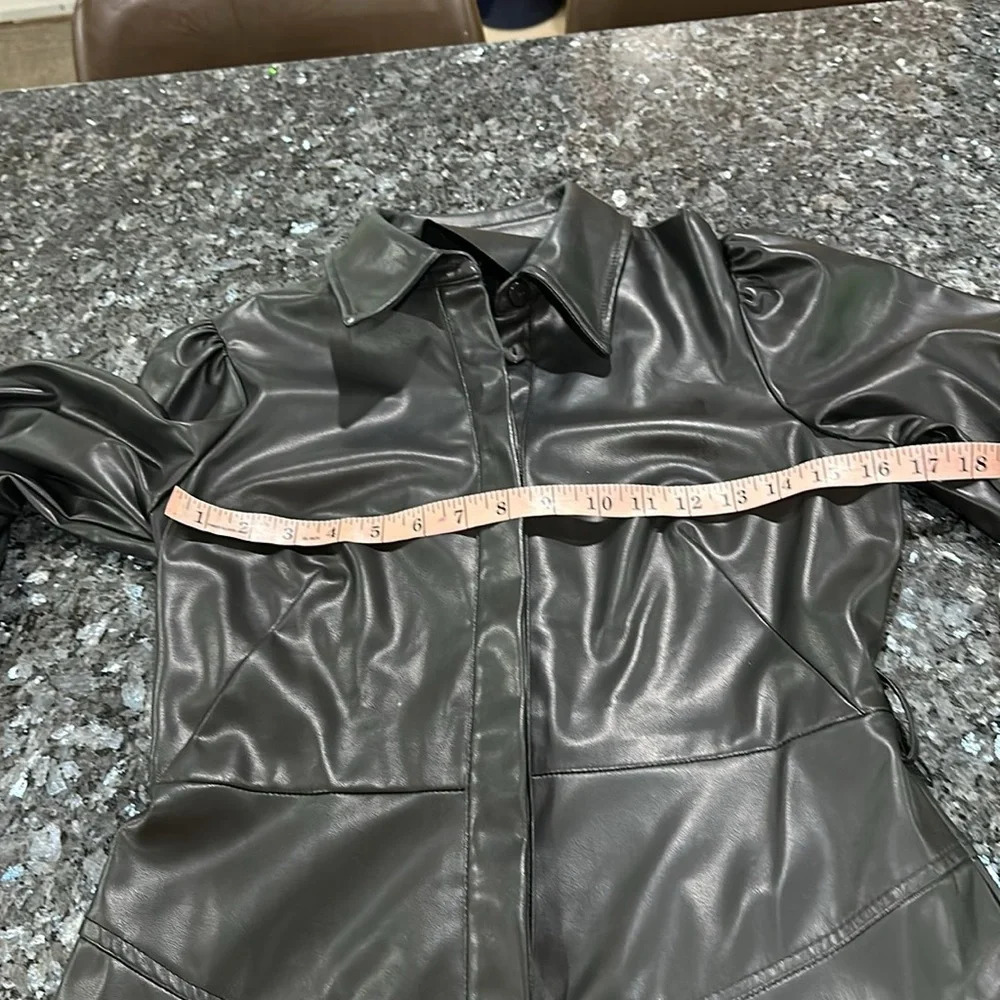 Calvin Klein Women's Faux Leather Black Dress without belt - Picture 6 of 9